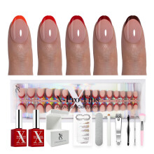 SXC Cosmetics X-Pro Tips Unhas Postiças French Tip - Edição Vermelha (RED118KIT-XS Almond)