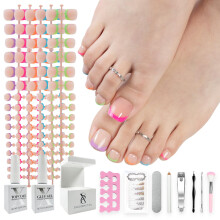 SXC Cosmetics X-Pro Tips French Tip Press na nehty na nohou pro eny Systm akrylovho mekkho gelu (Krtk francouzsk pastelov Glow Short)