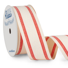 Ribbli Naturlig bomuldsstribeb?nd 1-1/2 tomme x 10 Yard spole Naturligt/r?dt juleb?nd Bruges til gaveindpakning Home Decor Blomsterdekoration