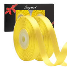 Fita de Cetim Amarela Dupla Face 1/2" X 50 Jardas, Ideal para Artesanato e Decoração