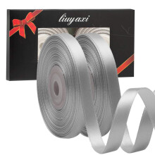 Ensfarvet dobbeltsidet s?lv/gr? satinb?nd 1/4"""" X 50 Yards b?nd Perfekt til h?ndv?rk Bryllupsdekoration Sl?jfefremstilling Syning Gavepakkeindpak