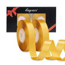 Fita de Cetim Dupla Face Amarelo Ouro 1/2" X 50 Jardas, Ideal para Artesanato, Decoração de Casamento