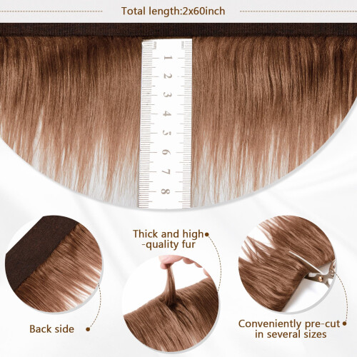 Tatuo 2 x 60 Polegadas Tecido de Pele Sintética Marrom para Halloween Costura DIY 1