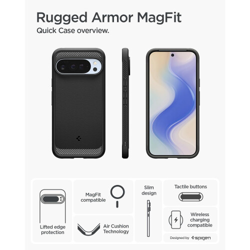 Spigen Spigen Rugged Armor Case with Pixelsnap for Pixel 10 Pro XL Matt Black 2