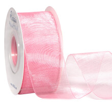 Fita de Organza Rosa Claro Ribbli, 1-1/2 Polegadas x 50 Jardas Contínuas, Para Embalagem de Presentes, Decoração de Casamento
