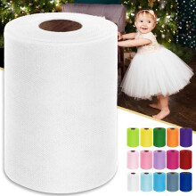 Vit Tyll Tygrulle 6 tum gnger 100 Yards (300 fot) Skirt tyllband fr julklappsinpackning Tutu-kjol Brllop Baby Shower Festdekorationer DIY-hant