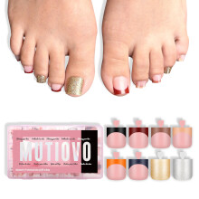 MUTIOVO 8 GEMENGDE WINTERKLEUR Franse Tip Teennagels, BABY PINK Sharp Square Nepnagels