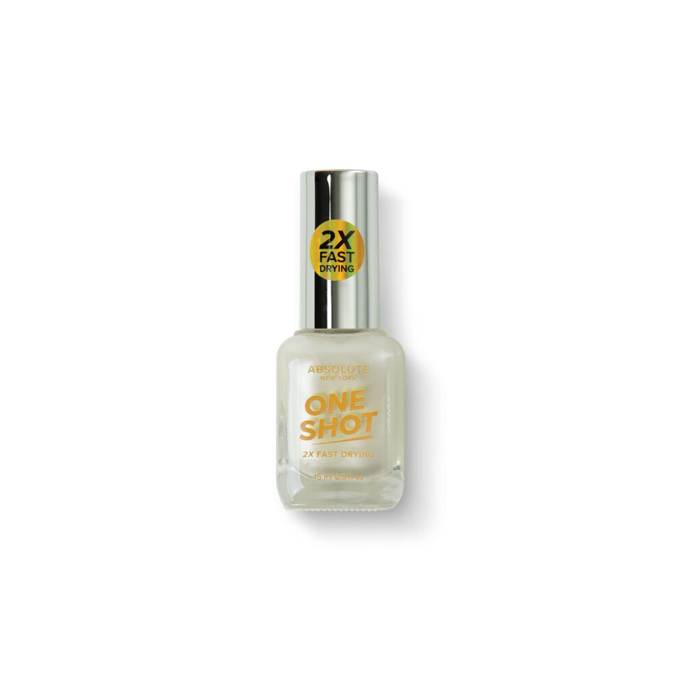 Absolute New York One Shot Nail Polish Fast Drying Gel Effect High Shine Vibrant Quick Drying And Long Lasting (Mnos25 Pearl White .5 Fl Oz)