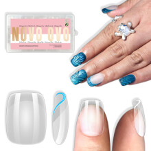 NOVO OVO Korte Vierkante Ronde Nageltips, Extra Dikke Volledige Cover Valse Nagels, Soft Gel