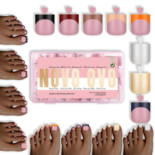 NOVO OVO Halloween Kerst Herfst Kleurige Franse Tip Teennagels 8 MIXED WINTER KLEUREN, Sharp Square BESSENROZE