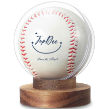 JupDec Baseball Display Case, Rond Helder Ballenhouder met Houten Basis, Handtekening Ballenstandhouder