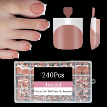 Dsixnails 240 Stk T?pres p? negle Kort Brun Tryk p? t?negle til kvinder Firkantet fransk spids Tryk p? t?negle Bl?de Gel T?neglespidser Soak Off