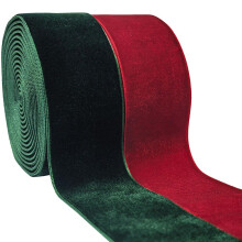 Caixa de Presente DIY para Casamento Natal Dia de São Valentim Laço de Veludo (Vermelho+Verde Escuro, 1 1/2x6 Jardas)