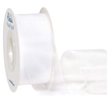 Fita Organza Branca Ribbli Transparente, 1-1/2 Polegadas x 50 Jardas para Embalagem de Presentes, Casamentos e Artesanato