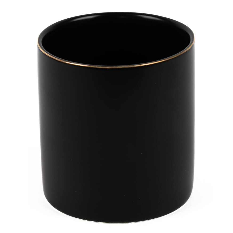 HANKOR Ceramic Pencil Holder for Desk - Cute Gold Trim Pen Aesthetic Makeup Brush Cup Holder Organizer for Desktop Storage Stationery Office Home Sup-image-OPC-PMMJ9B2-NEW