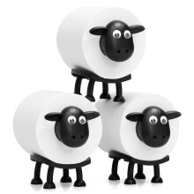 VELENTI Sheep Toilet Roll Holder Free Standing Bathroom Set 3D Printed Funny Hilarious Black Sheep Loo Roll Holder Tissue Paper Storage Cute Bat