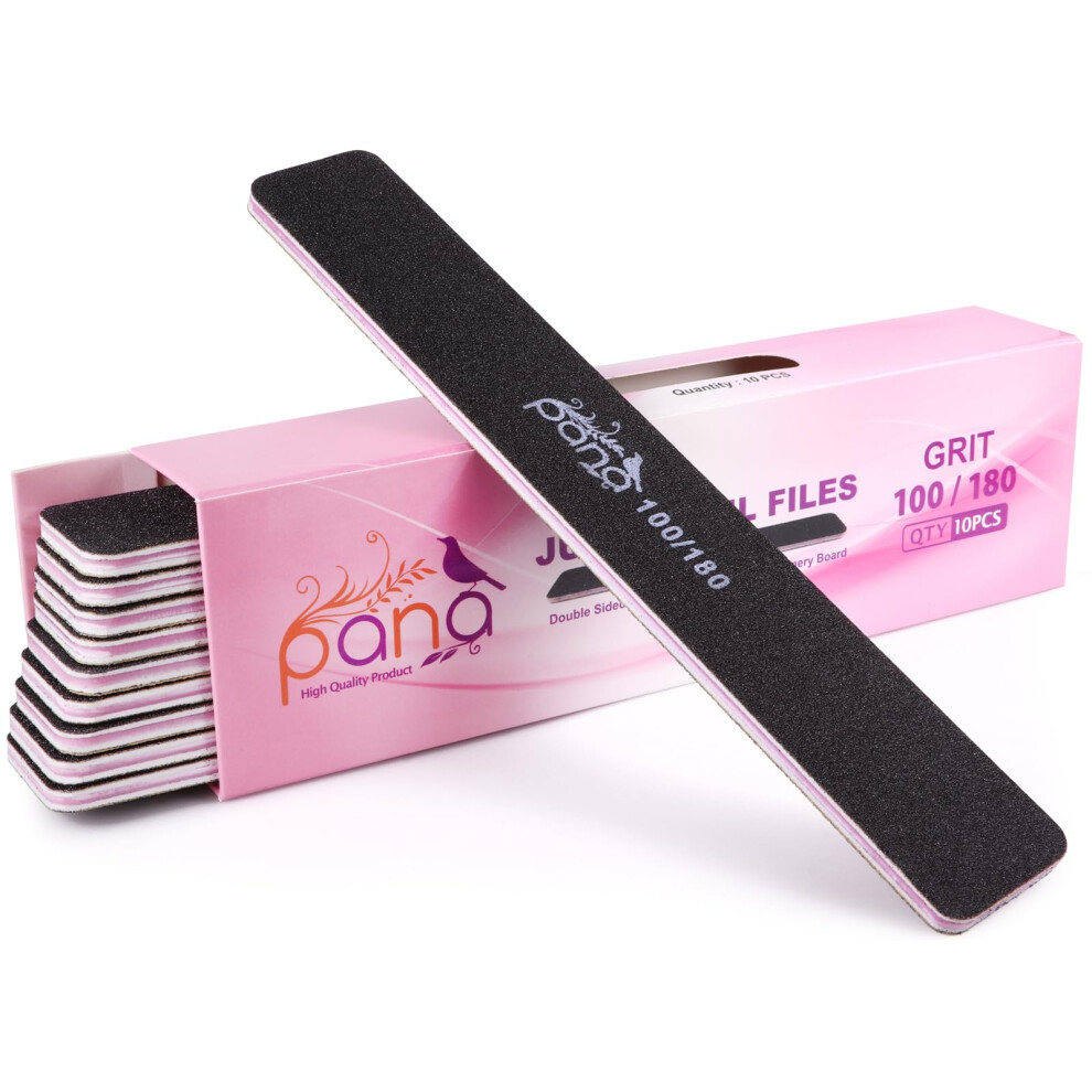 Pana 25Pcs Mini Size Professional Double Sided Nail Files - Zebra 100/180 Grit - Emery Board Nail Buffering File Manicure Pedicure Nail Polisher Was