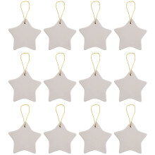 Ornamentos em Cerâmica Estrela para Pintar DIY - Pack de 12 para Decoração de Natal