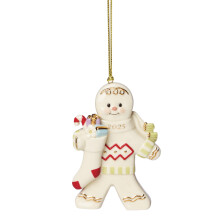 Lenox Ornament 2025 Gingerbread with Stocking Ornament Made from Porcelain Christmas Tree Decorations Gold Accents and Hanging Cord Christmas De