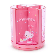 Sanrio 213110 roze kunststof Hello Kitty Kitty penstandaard 360 graden draaibare penstandaard pennenhouder cosmetische make-up kwast tule huisdier ka