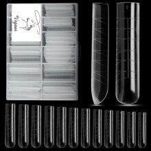Vnjaoi 120 stuks Poly Extension Gel Dual Nail Forms met Scale Builder Coffin Nail voor Gel Manicure Art Design Salon DIY thuis (Lange U-vormige verdi