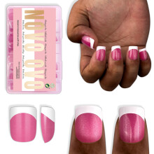 NOVO OVO Extra Korte Witte Franse Tip Nageltips, XS XXS Vierkant Rond ROZE, voor Brede & Korte Nagelbedden