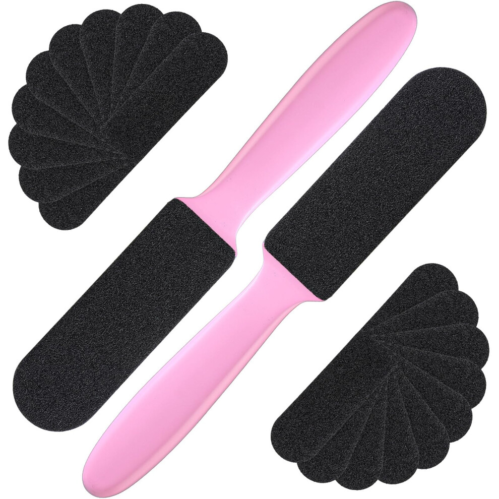Mudder 2 Pieces Stainless Steel Pedicure Foot File Callus Remover Foot Scrubber Rasp With 20 Replaceable Coarse/Fine Double Side Reusable Pads For Ca