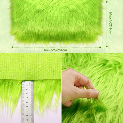Tatuo 10 x 100 Polegadas Tecido de Pelúcia Verde Sintético para Halloween Costura DIY 1