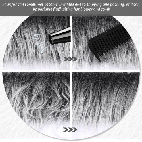 Tatuo Tecido de Pelo Falso Branco Cinza 10 x 100 Polegadas para Costura DIY 2