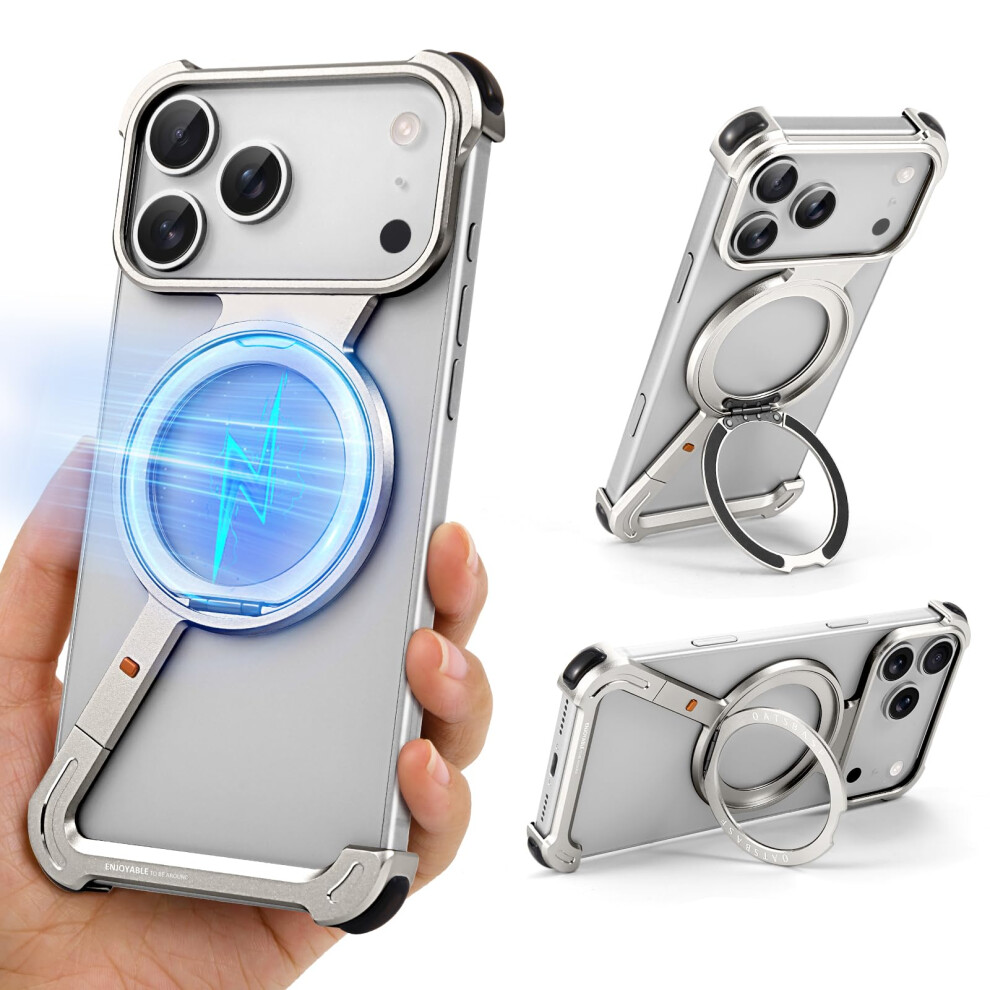 Ogranee Z Metal Case For Iphone 17 Pro Frameless Aluminum Alloy Bumper Compatible With Magsafe Kickstand Minimalist Shockproof Cool Cover Hard Shell 743352881018