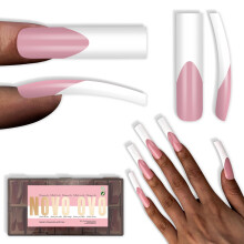 NOVO OVO Halloween XXL Sharp Square Licht Gebogen Nageltips Franse Tip BERRY PINK