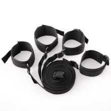 Bondage Bed Ties, Handcuffs and Ankle Cuffs Set, Bed Bondage Kit for Couples, BDSM Restraint Toys