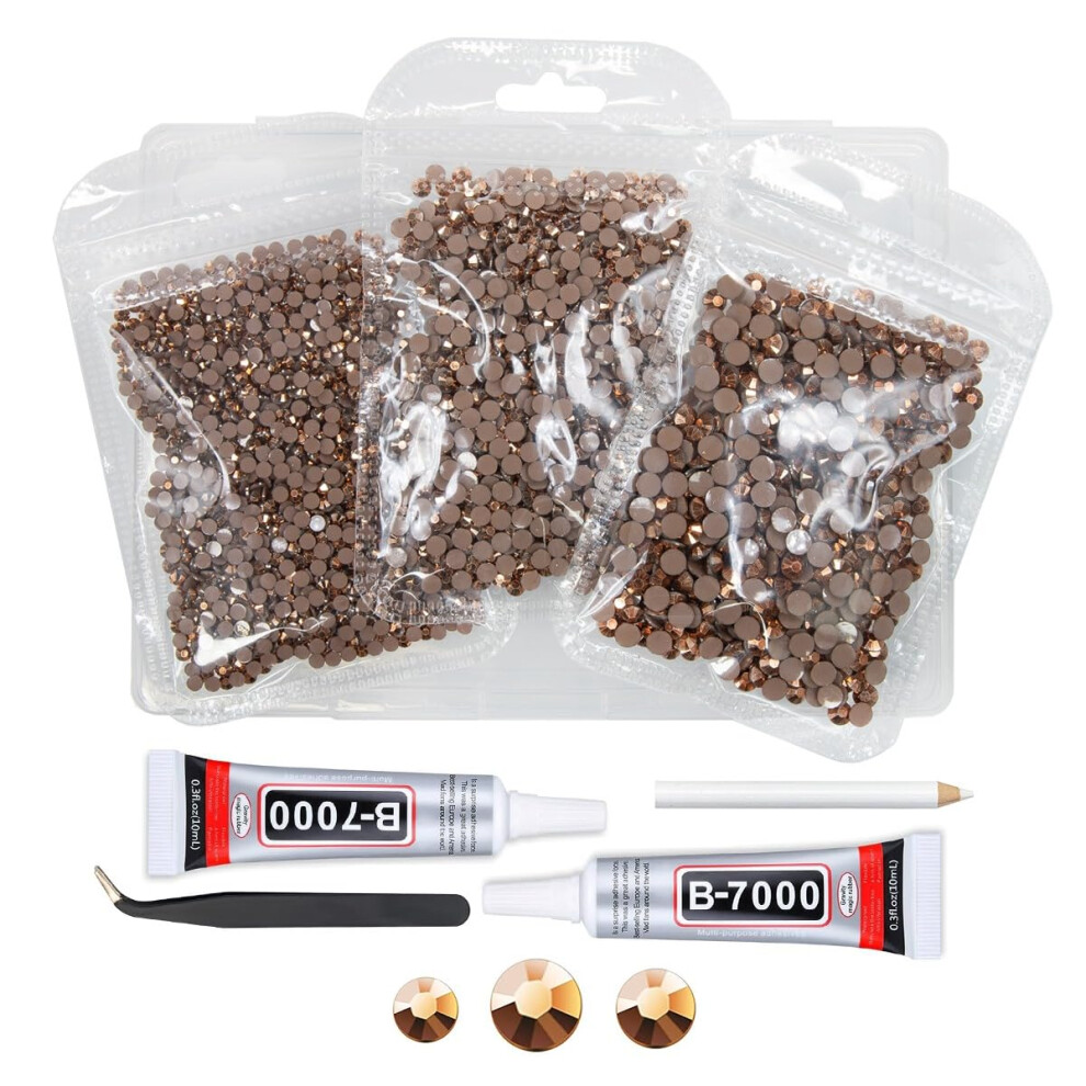 Qiipii Brown Copper Resin Rhinestones With B7000 Jewelry Glue For Bedazzling Crafting 3Mm-5Mm Flatback Jelly Stones Bulk Ss10-Ss20 Coffee Diamonds Ge