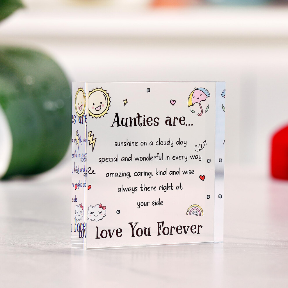 VELENTI - Cute Auntie Birthday Gifts - Elegant Decorative Acrylic Gifts for Auntie - Engraved Symbol Sculpture - Shatter-Resistant Compact Design-image-OPC-PMMJBGY-NEW
