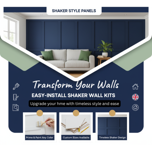 6 Pack 120x10cm Shaker MDF Pre-Cut Wall Panelling Kit 1