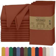 Ruvanti Lot de 12 serviettes en tissu 45,7 x 45,7 cm, lavables, douces et absorbantes, 100 % coton, parfaites pour le mariage, Nol, Thanksgiving