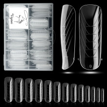 Vnjaoi 130 Stόck Poly-Verlδngerungsgel-Dual-Nagelformen mit Scale Builder Sargnagel fόr Gel-Manikόre, Kunstdesign, Salon, Heimwerken zu Hause (La
