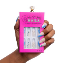Keep It Classy Blue White Sky Press-On Nails Kit fra Monyetta Shaw || Bjergtop || Genanvendelig vegansk ikke-giftig nem p?f?ring || Et s?t med 24