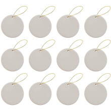 Pronto para Pintar Ornamentos de Cerâmica Bisque Redondos com Suspensão para Natal e Decoração | Pacote de 12