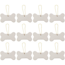 Kreative hobbyer Klar til at male DIY Keramiske Bisque Bone Shape Ornamenter med b?jle til juletr? og juledekoration | Pakke med 12