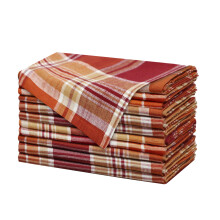 COTTON CRAFT Serviettes en tissu carreaux Harvest Lot de 12 serviettes de table en pur coton Serviette douce durable, lavable et rutilisab