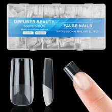 Half Matte Medium Square Valse Nageltips, Soft Gel Vooraf Gevormde Nageltips, 600PCS