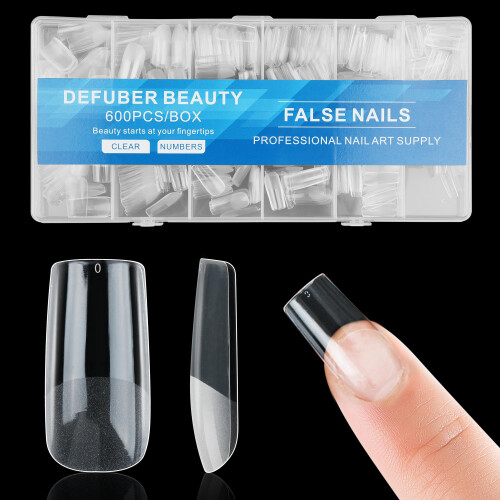 Half Matte Medium Square Nepnagels, Soft Gel Voorgevormde Tips, 600PCS