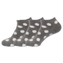 BambooMN X-Large Fuzzy Soft Aloe Infused Nylon Spa-sokken voor dames, grijze stippen 3 paar