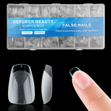 Half Matte Korte Doodskist Nep-nageltips Zachte gel Voorgevormde nageltips Volledige dekking Kunstnagels met doorzichtige doos voor nagelsalons en do