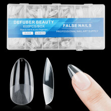 Half Matte Medium Amandel Nepnageltips, Zachte Gel Voorgevormde Nageltips, 600PCS