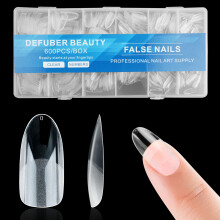 Half matte medium ovale nep-nageltips Zachte gel voorgevormde nageltips Volledige dekking kunstnagels met doorzichtige doos voor nagelsalons en doe-h