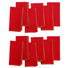 COTTON CRAFT Guardanapos Vermelhos com Detalhe Dourado - 12 Peças para Natal