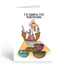 Stonehouse Colleciton Funny Thanksgiving Card - Vegetarische Thanksgiving Humor - Enkele kaart - Gemaakt in de VS met envelop VS (vegetari?s)