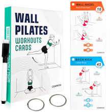 Wall Pilates Workouts for Women-58 Trningskort med Pilates Mat Workout Postures ncludes 4-week Challenge 2 Rings & Dry-Erase fr enkel organisat